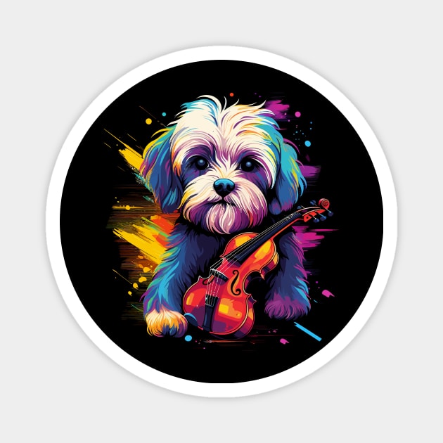 Maltese Playing Violin Magnet by JH Mart